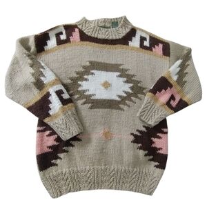 Vintage Womens Outback Red Collection Wool Knit Aztec Fisherman Preppy Sweater S